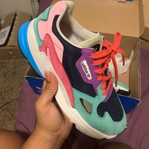 Multi colored adidas falcons